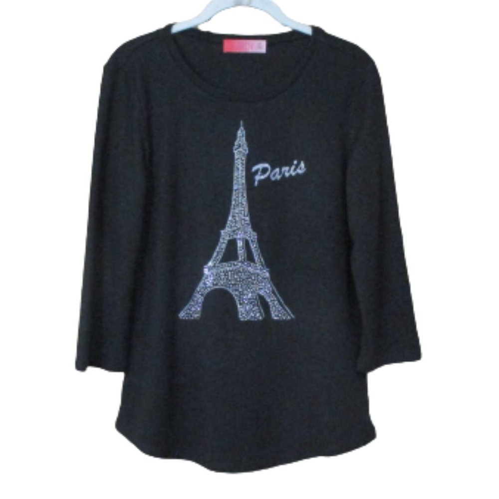 Simply Scarlett Black Studded Paris Eiffel Tower Sweater M